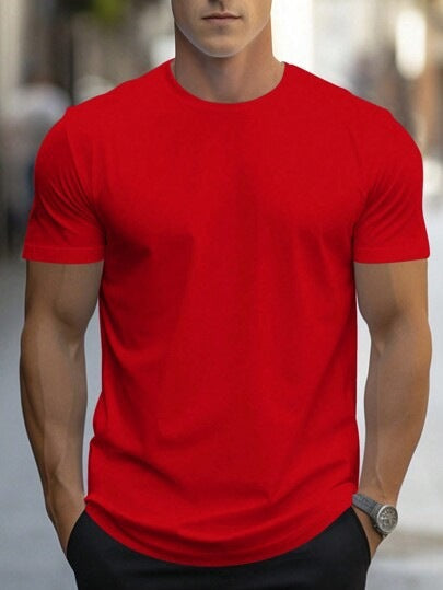 Emmerson | Mens Cotton Round Neck Short Sleeve T Shirt - Red