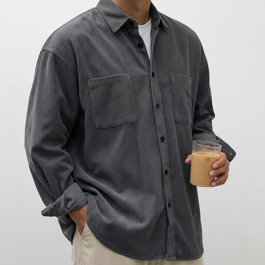 Emmett | Mens Corduroy Long Sleeve Shirt - 1