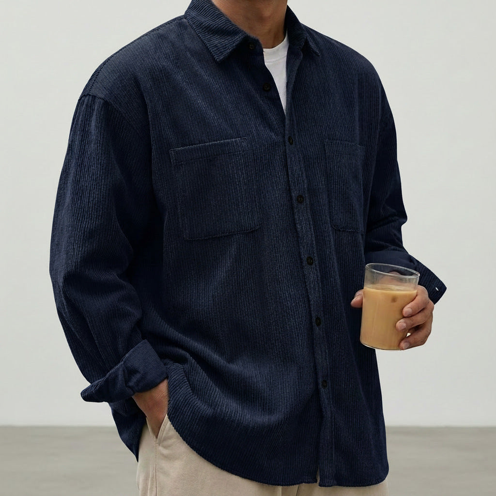 Emmett | Mens Corduroy Long Sleeve Shirt - 2
