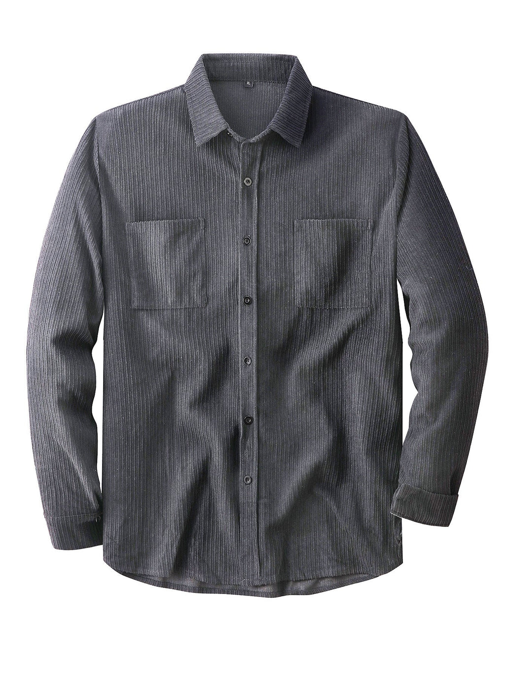 Emmett | Mens Corduroy Long Sleeve Shirt - Grey