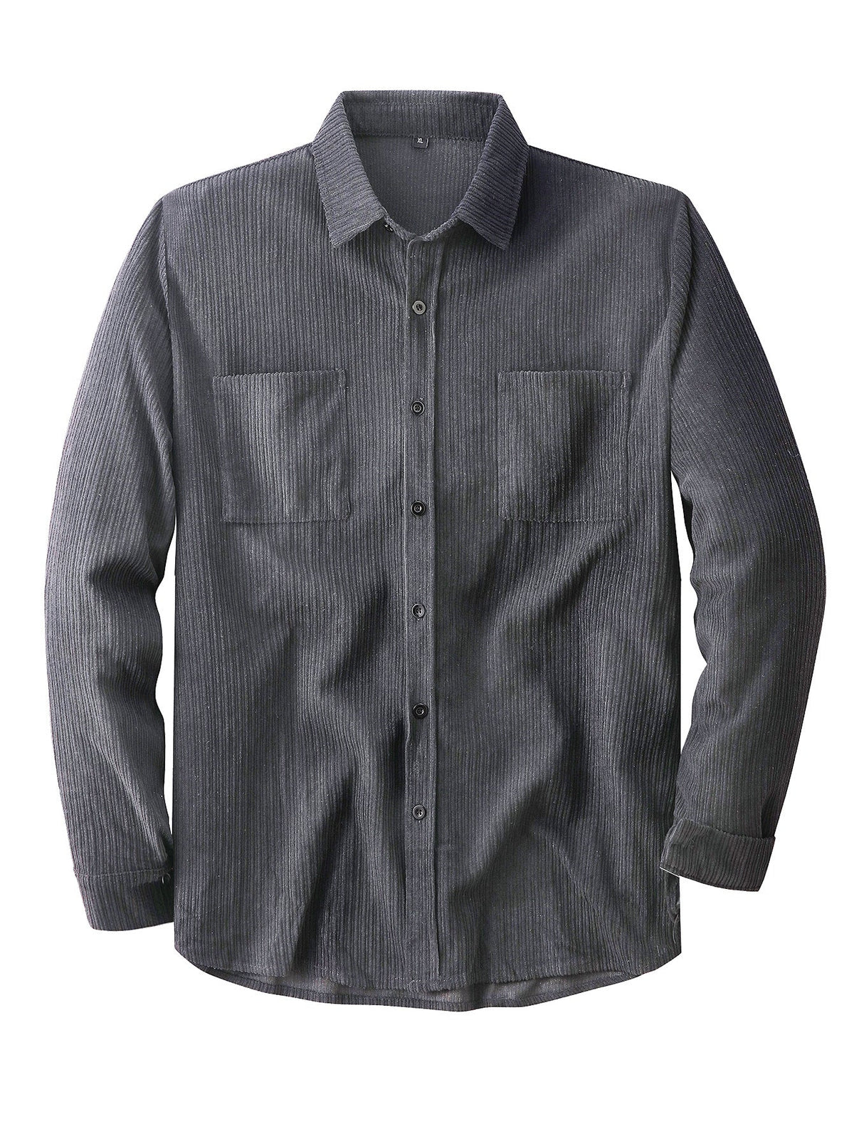 Emmett | Mens Corduroy Long Sleeve Shirt - Grey