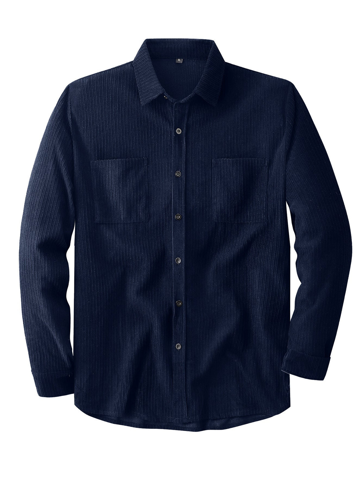 Emmett | Mens Corduroy Long Sleeve Shirt - Navy Blue
