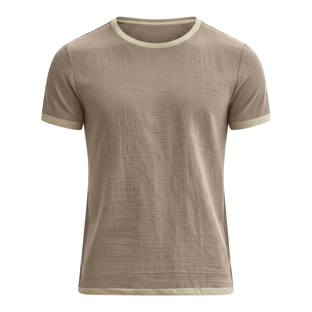 Emory | Mens Cotton Linen Short Sleeve Round Neck T Shirt - 5