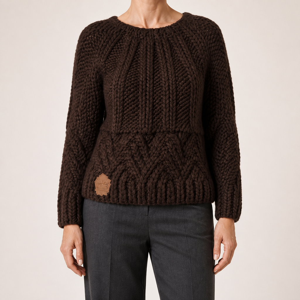 Esme | Womens Knitted Wool Diamond Plaid Warm Winter Jumper, Coffee