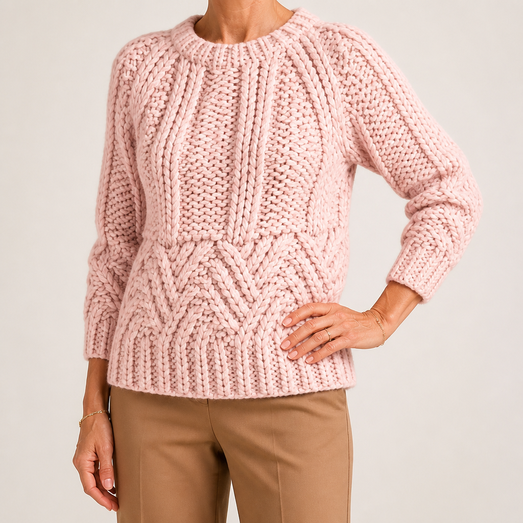 Esme | Womens Knitted Wool Diamond Plaid Warm Winter Jumper, Pink