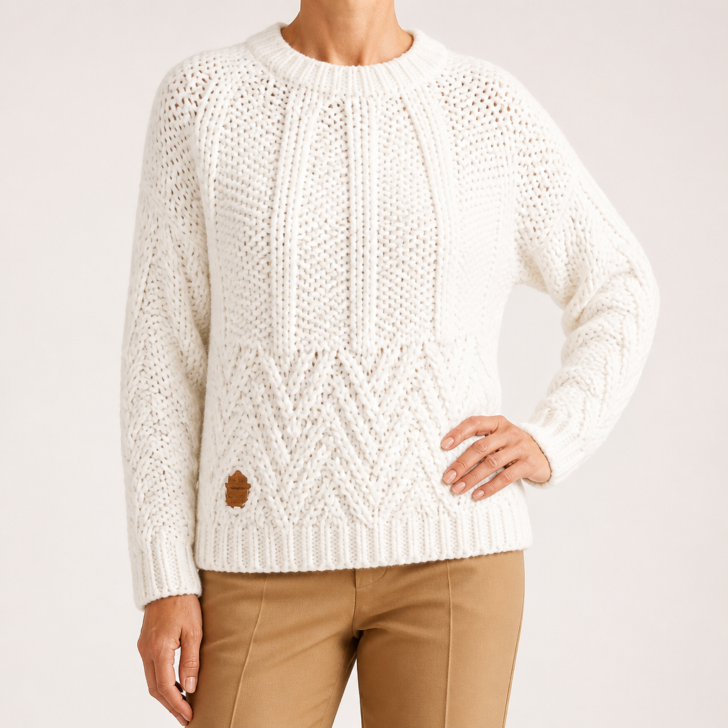 Esme | Womens Knitted Wool Diamond Plaid Warm Winter Jumper, White