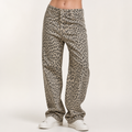 Esmee | Womens Wide Leg Jeans High Waisted Leopard Print Straight Leg Denim, Khaki