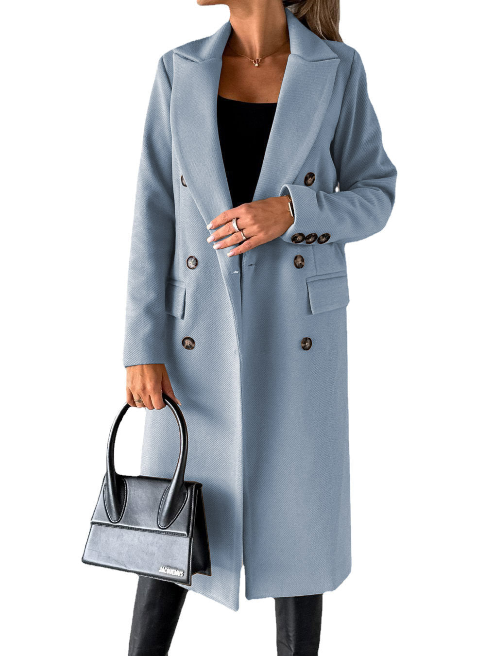 Estelle | Womens Double Breasted Wool Coat with Pockets - 10