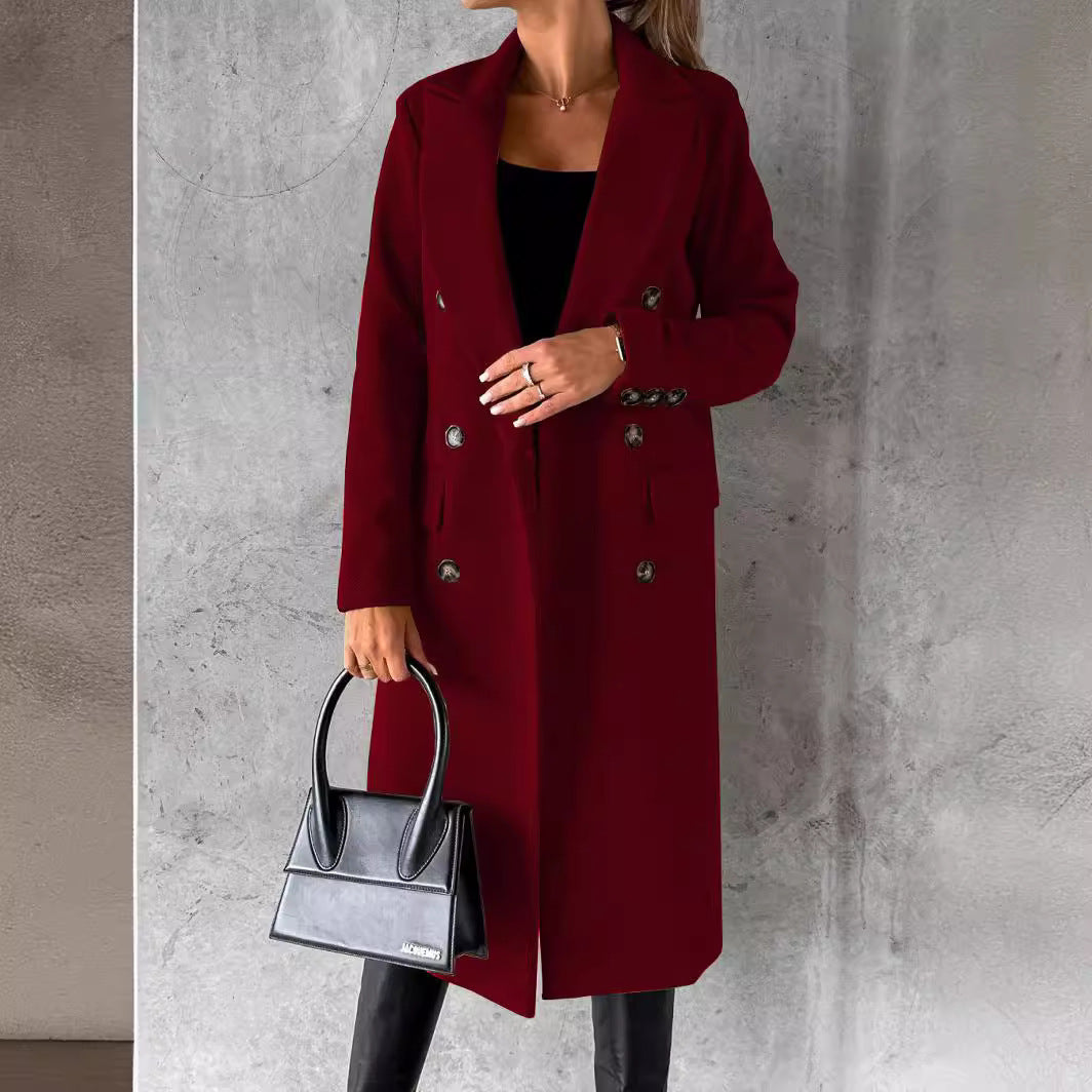 Estelle | Womens Double Breasted Wool Coat with Pockets - 2