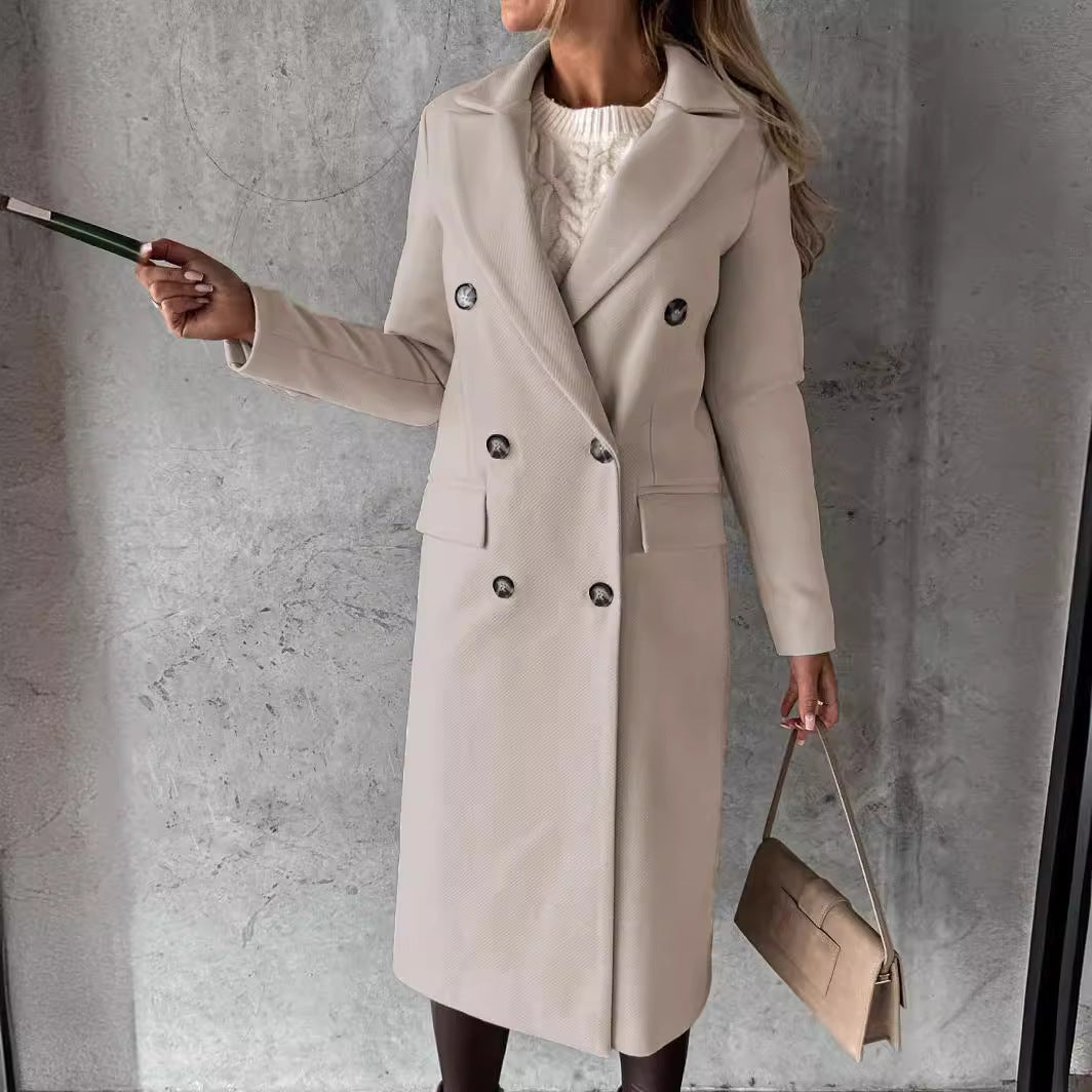 Estelle | Womens Double Breasted Wool Coat with Pockets - 4