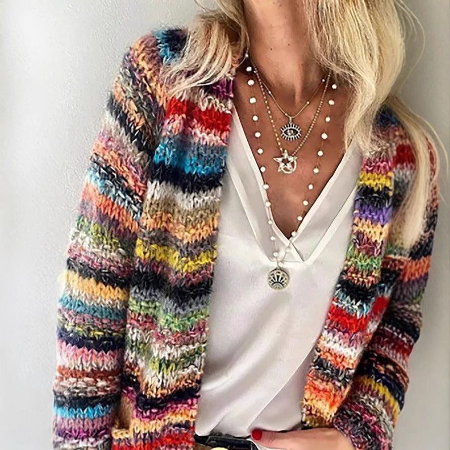 Evangeline | Womens Colourful Print Knit Cardigan Loose Playful - 6
