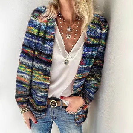Evangeline | Womens Colourful Print Knit Cardigan Loose Playful - 7