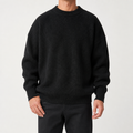 Everett | Mens Heavy Rib Knitted Loose Fit Jumper Sweater, Black