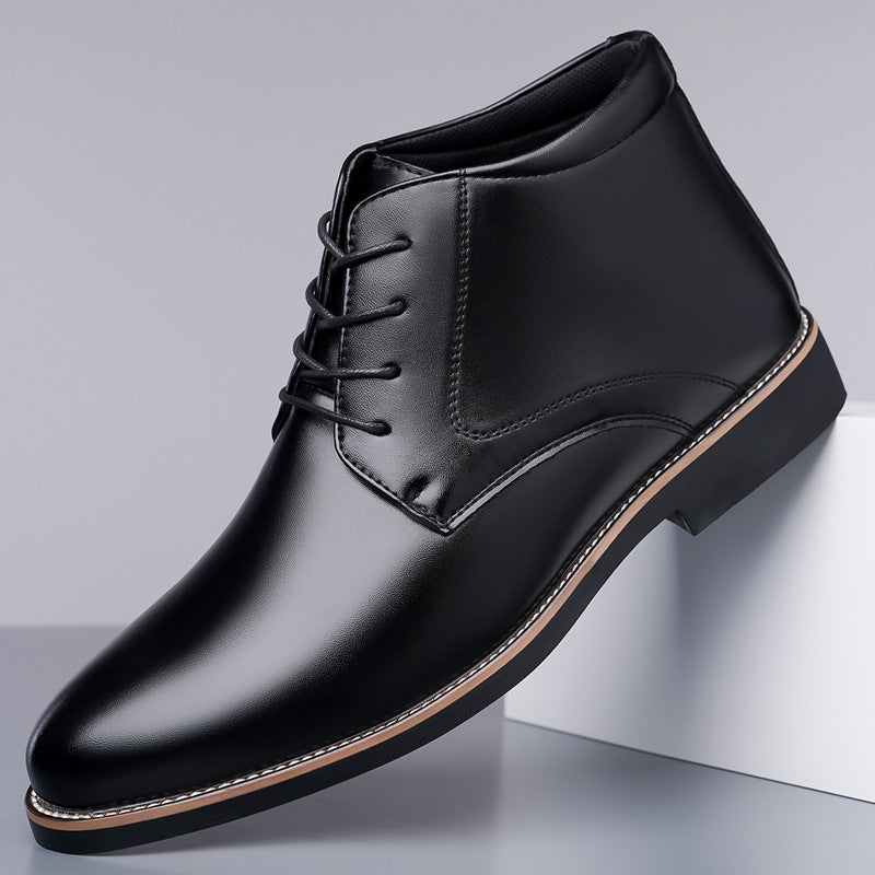 Everett | Mens Lace Up High Top Derby Ankle Leather Boots - Black