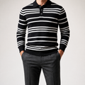 Everett | Mens Striped Polo Knitted Jumper, Black