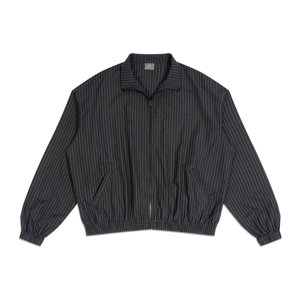 Ezra | Mens Striped Zip Track Lightweight Sports Jacket - Black