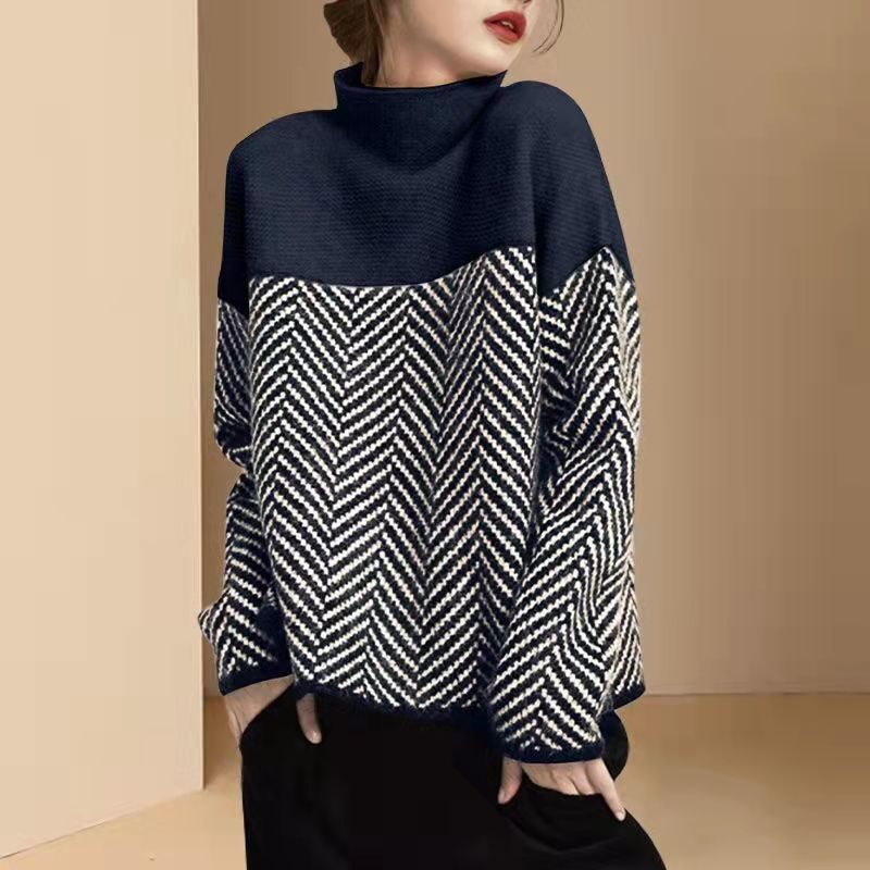 Fabienne | Womens Chunky Knit Jumper - Navy Blue