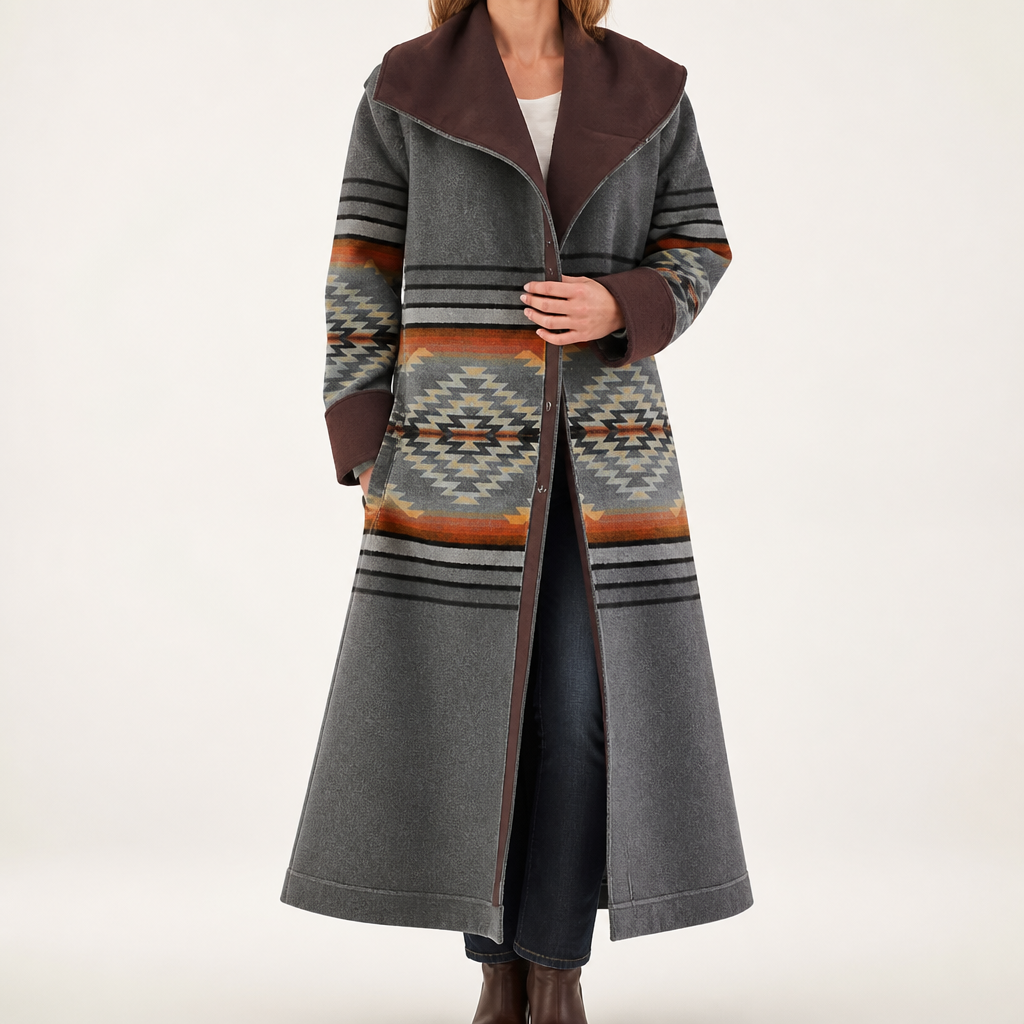 Farrah | Womens Coat Wool Faux Fur Collar Long Winter Coat, Black