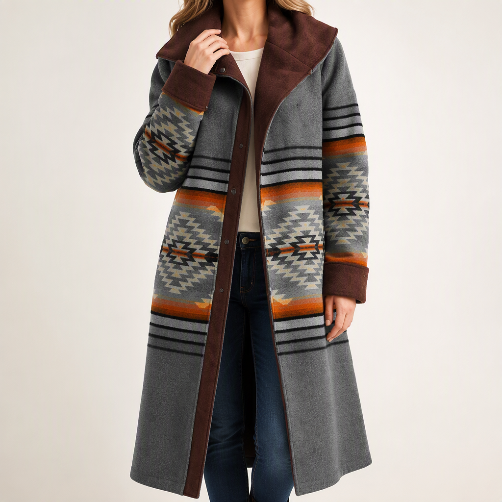 Farrah | Womens Coat Wool Faux Fur Collar Long Winter Coat, Blue