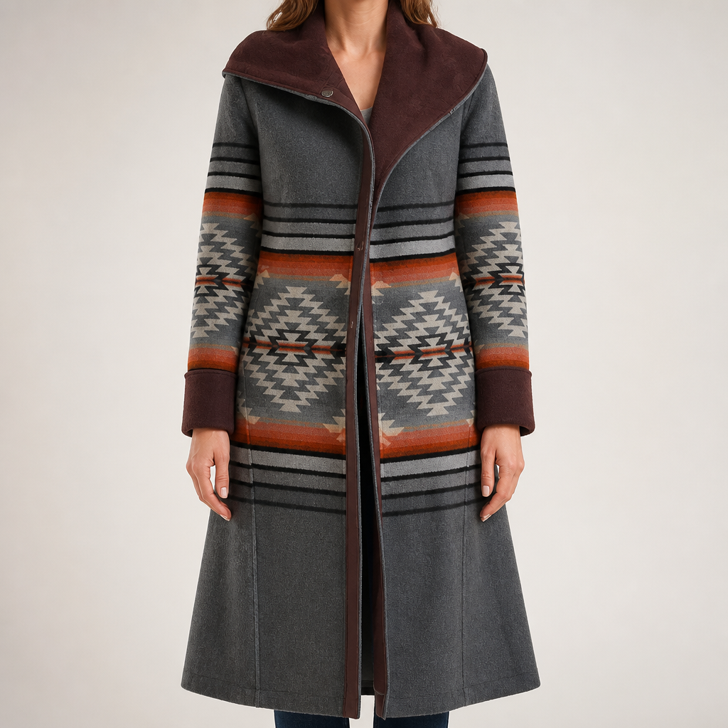 Farrah | Womens Coat Wool Faux Fur Collar Long Winter Coat, Red