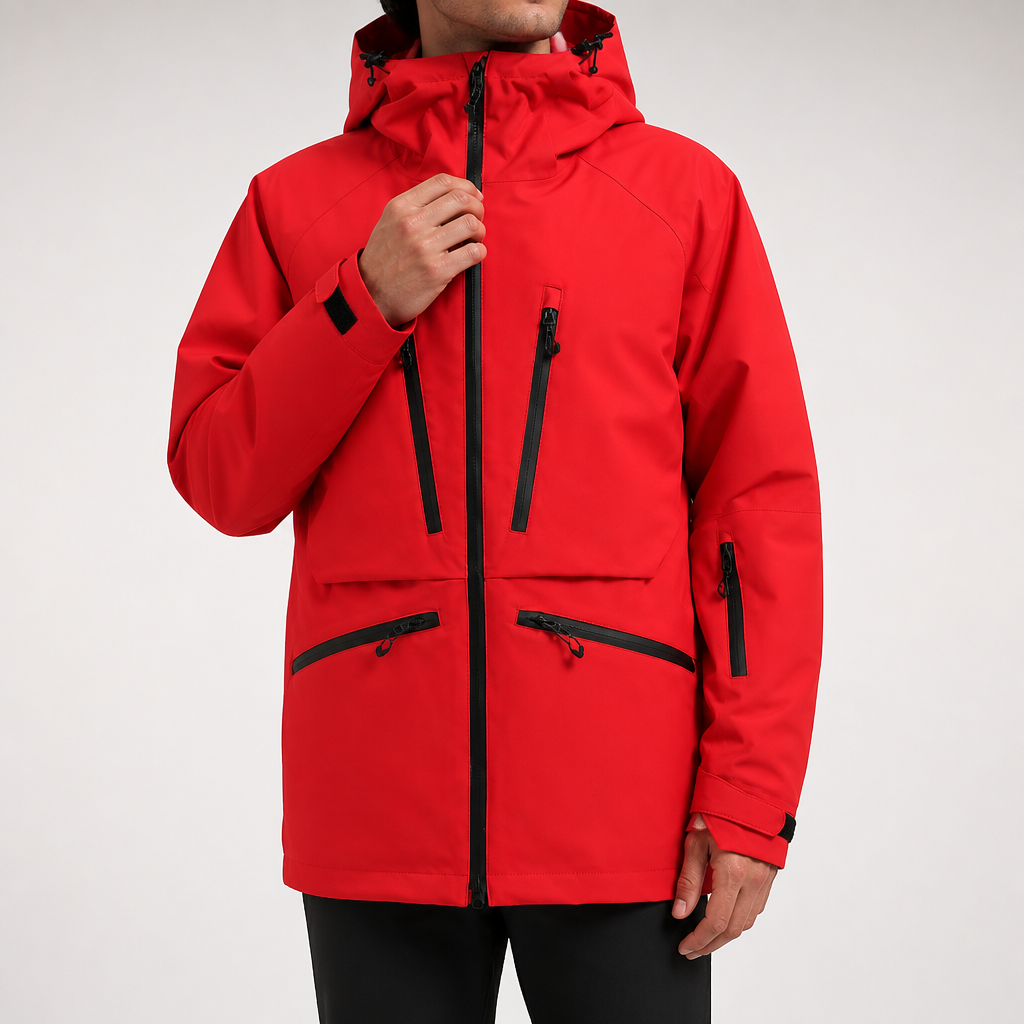 Faun | Mens Ski Jacket Waterproof Windproof Snowboard Winter Coat, Red
