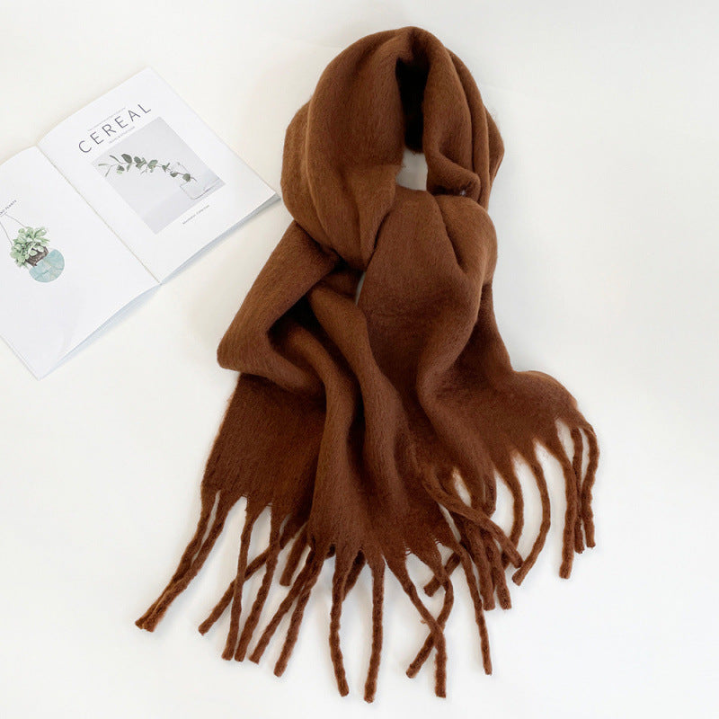 Faye | Womens Soft Mohair Shawl Scarf - Brown