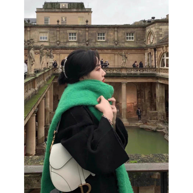Faye | Womens Soft Mohair Shawl Scarf - Green Green