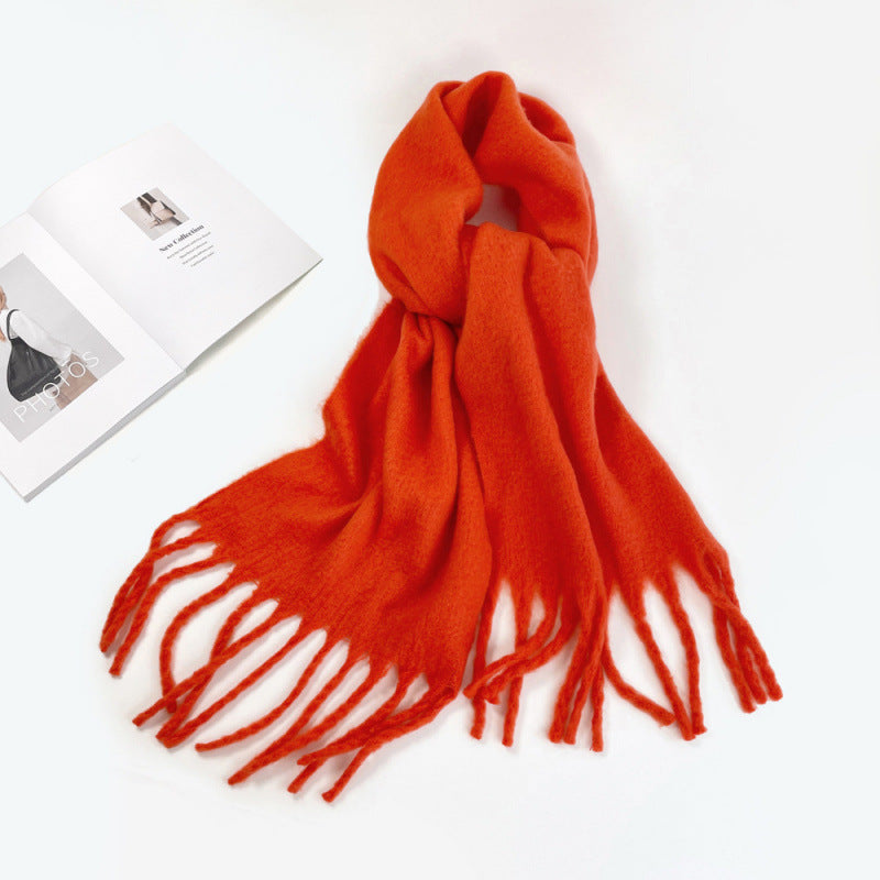 Faye | Womens Soft Mohair Shawl Scarf - Orange
