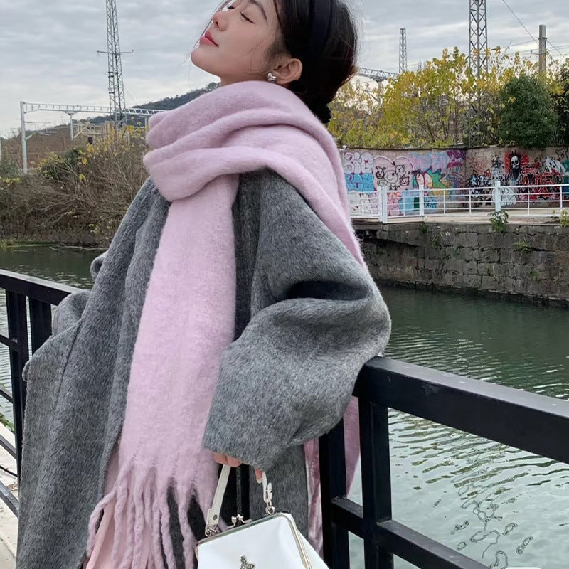 Faye | Womens Soft Mohair Shawl Scarf - Pink