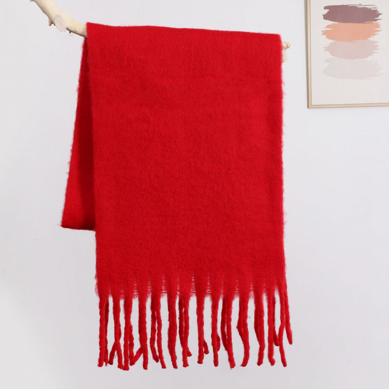 Faye | Womens Soft Mohair Shawl Scarf - Red