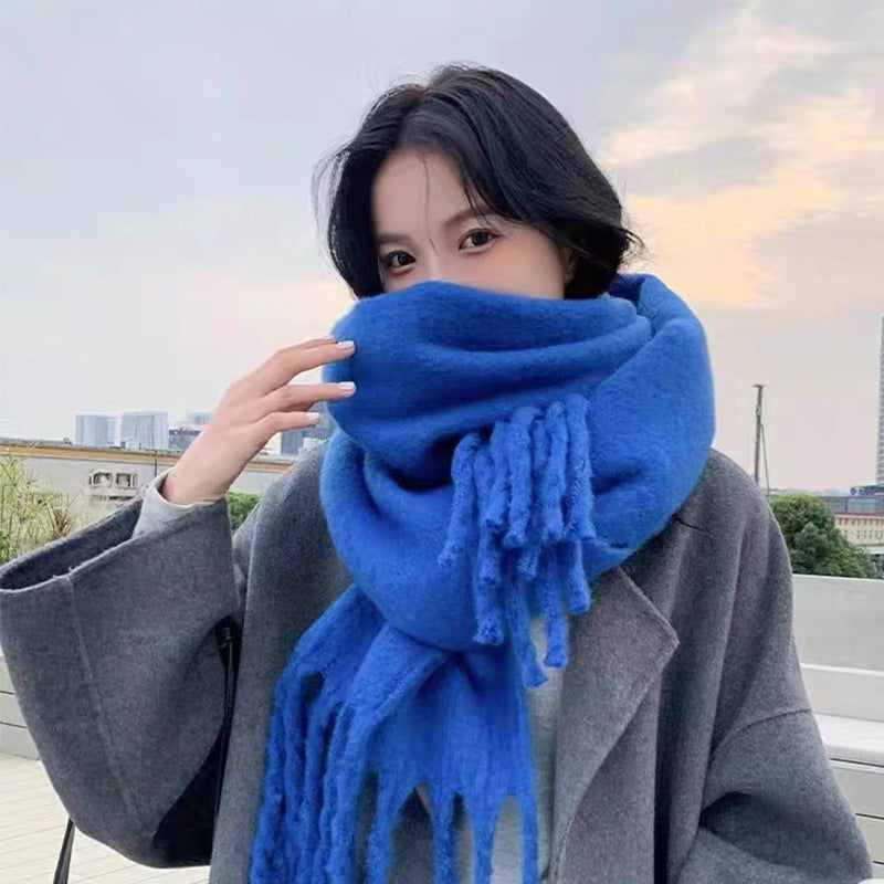 Faye | Womens Soft Mohair Shawl Scarf - Sapphire Blue