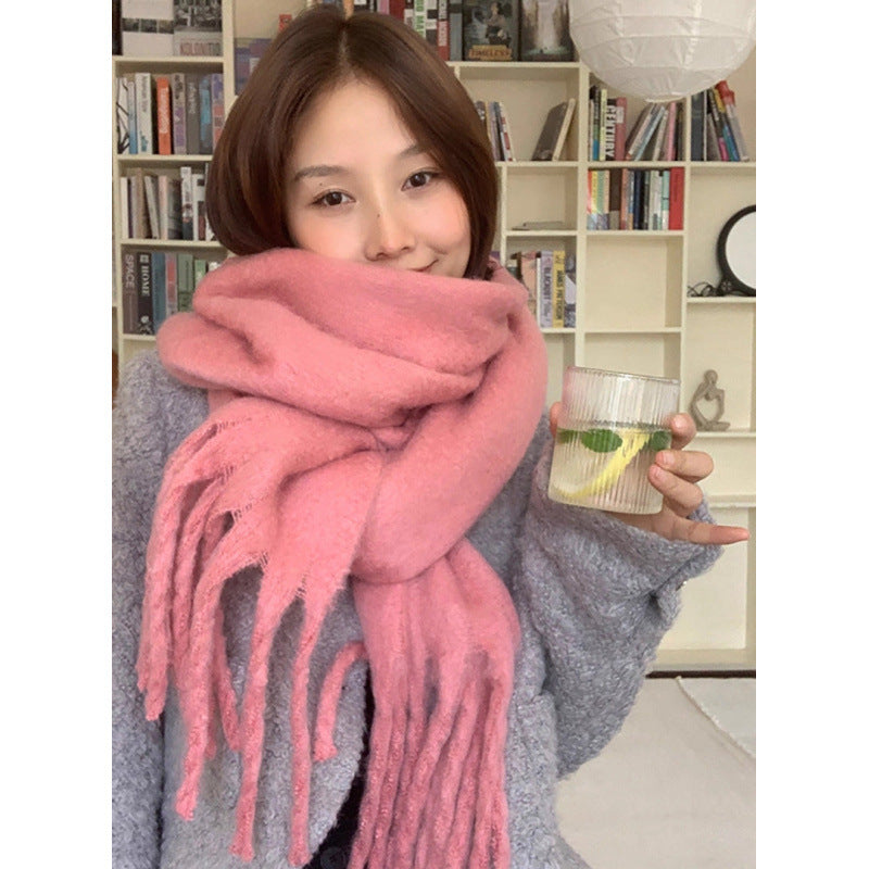 Faye | Womens Soft Mohair Shawl Scarf - Watermelon Red