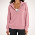 Fenella | Womens Yoga Top Long Sleeve Half Zip Stand Collar Running Fitness Top, Pink