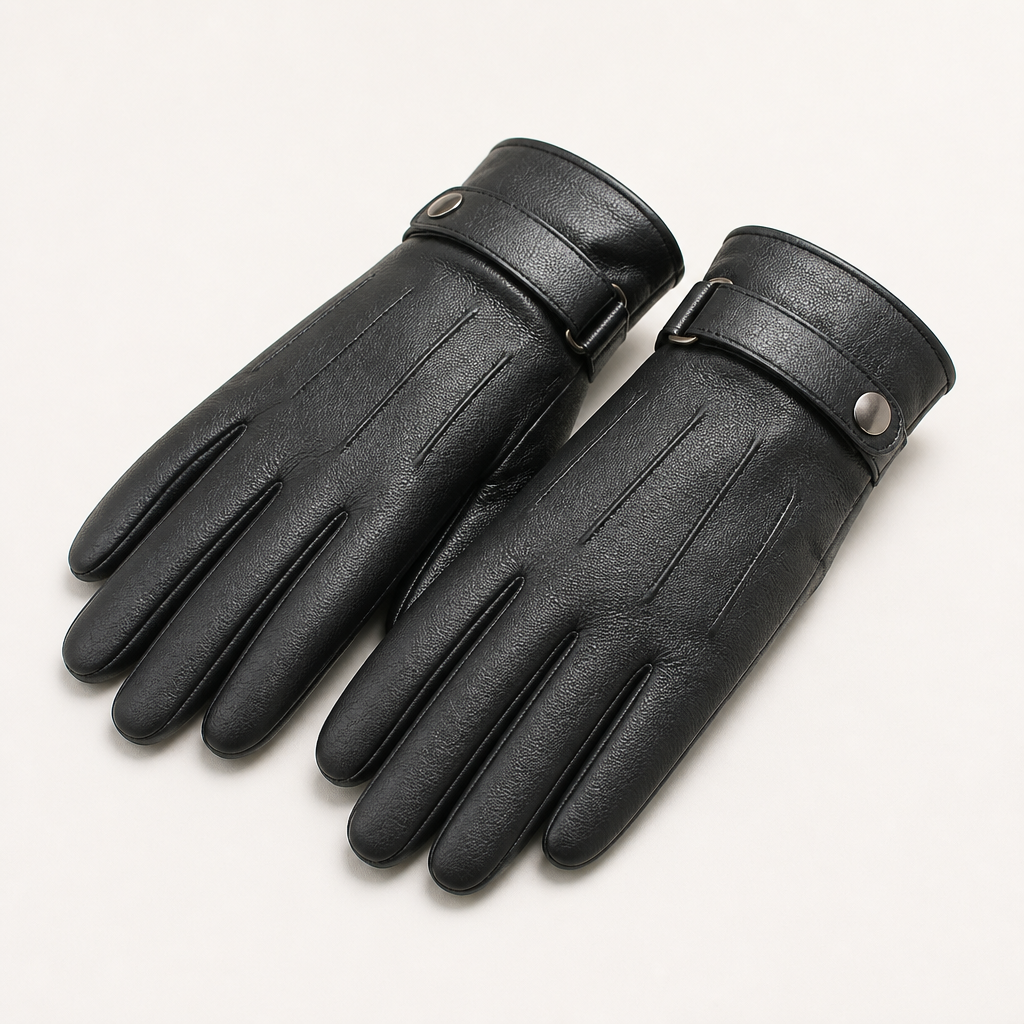 Fenwick | Mens Leather Sheepskin Touchscreen Winter Warm Ski Gloves, Design 1