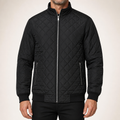 Ferris | Mens Quilted Fleece Lined Winter Black Soft Shell Jacket, Black
