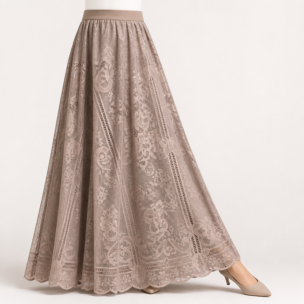 Finnian | Womens Maxi Skirt A Line High Waisted Beaded Tulle Long Skirt, Design 1
