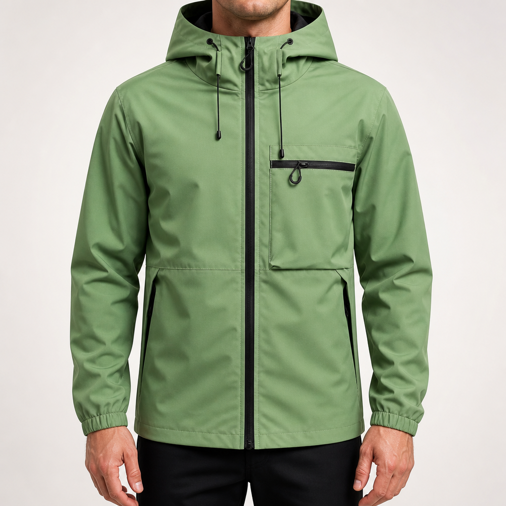 Fletcher | Mens Hooded Utility Workwear Windbreaker Autumn Jacket, Fruit Green