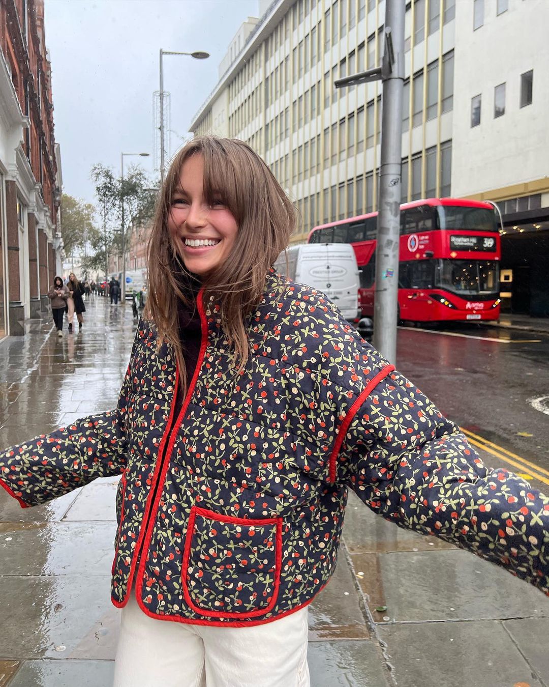 Fleur | Womens Printed Padded Cotton Lightweight Jacket - Black