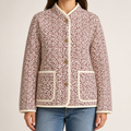 Fleur | Womens Padded Jacket Printed Cotton Lightweight Warm Jacket, Brown