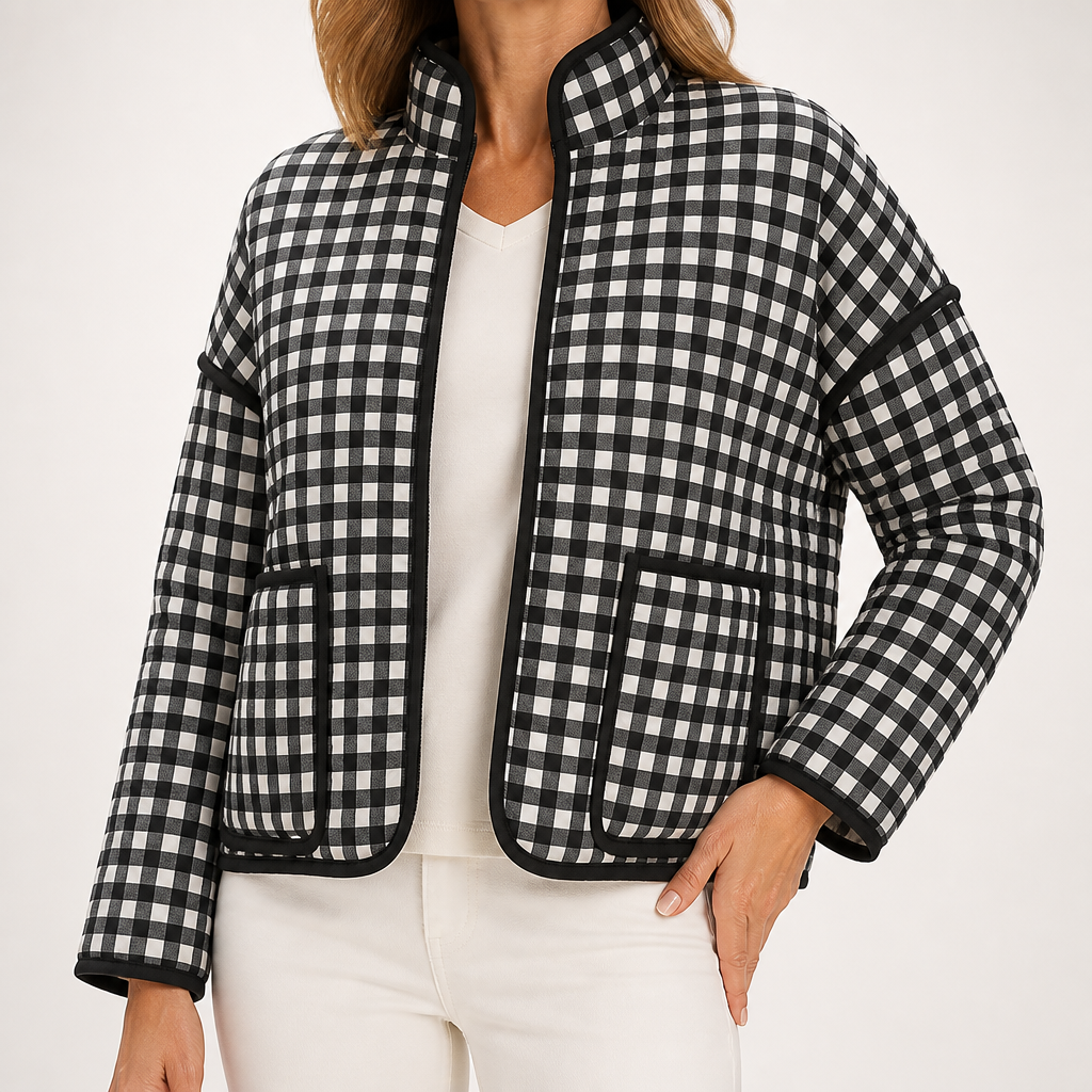 Fleur | Womens Padded Jacket Printed Cotton Lightweight Warm Jacket, White