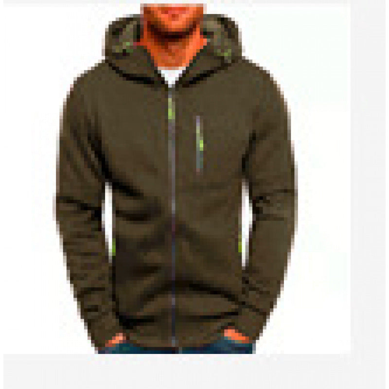 Flynn | Mens Zip Hooded Sports Jacket - Army Green