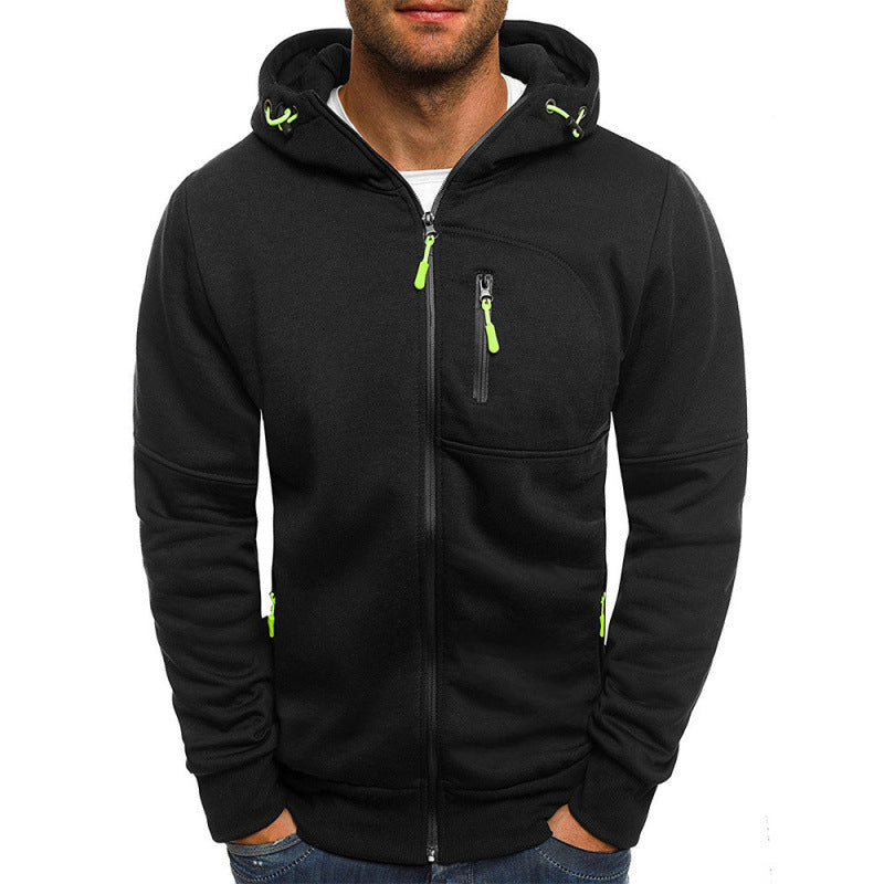Flynn | Mens Zip Hooded Sports Jacket - Black