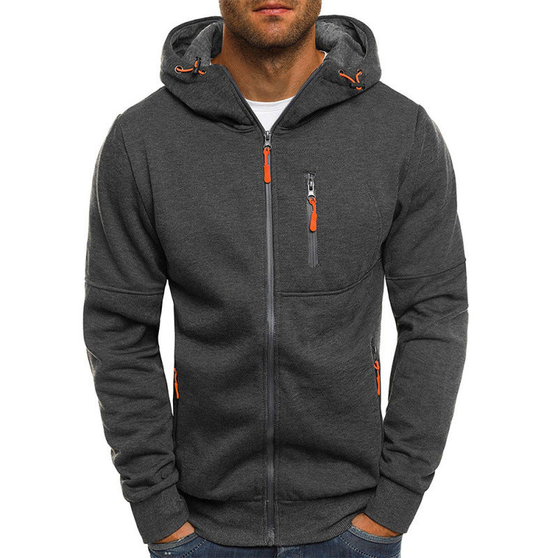 Flynn | Mens Zip Hooded Sports Jacket - Dark Grey