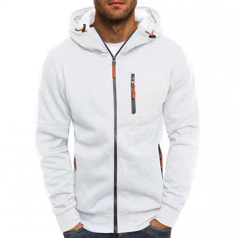Flynn | Mens Zip Hooded Sports Jacket - White