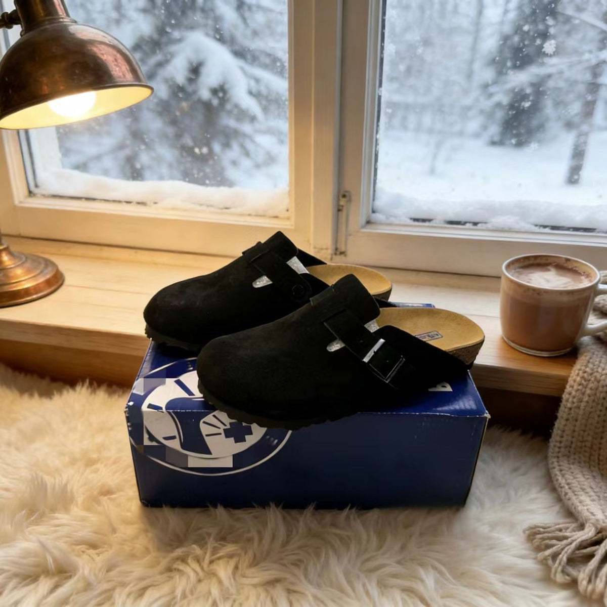Foster | Leather Clogs Mules Closed Toe Platform Slippers Sandals - Black