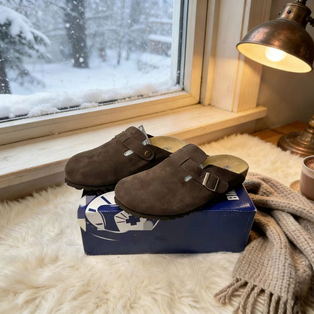 Foster | Leather Clogs Mules Closed Toe Platform Slippers Sandals - Mocha
