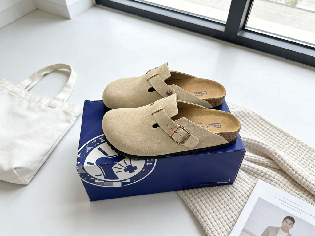 Foster | Leather Clogs Mules Closed Toe Platform Slippers Sandals - Sand