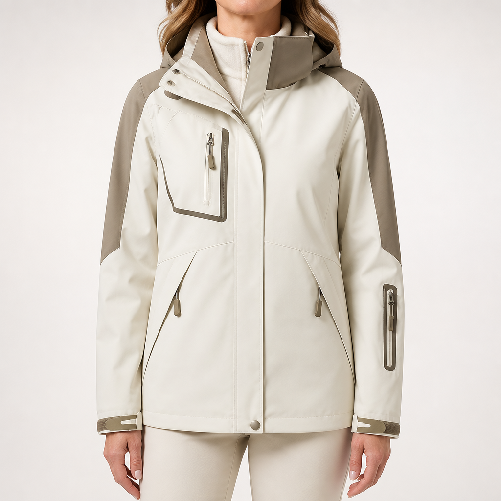 Foster | Womens Waterproof Jacket Ski 3 In 1 Windproof Hooded Winter Coat, Ivory