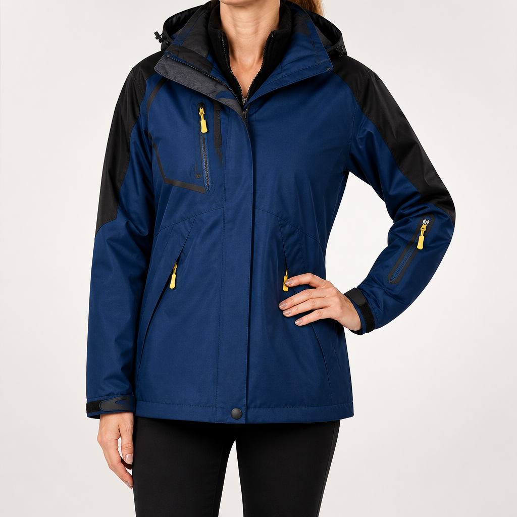 Foster | Womens Waterproof Jacket Ski 3 In 1 Windproof Hooded Winter Coat, Navy Blue