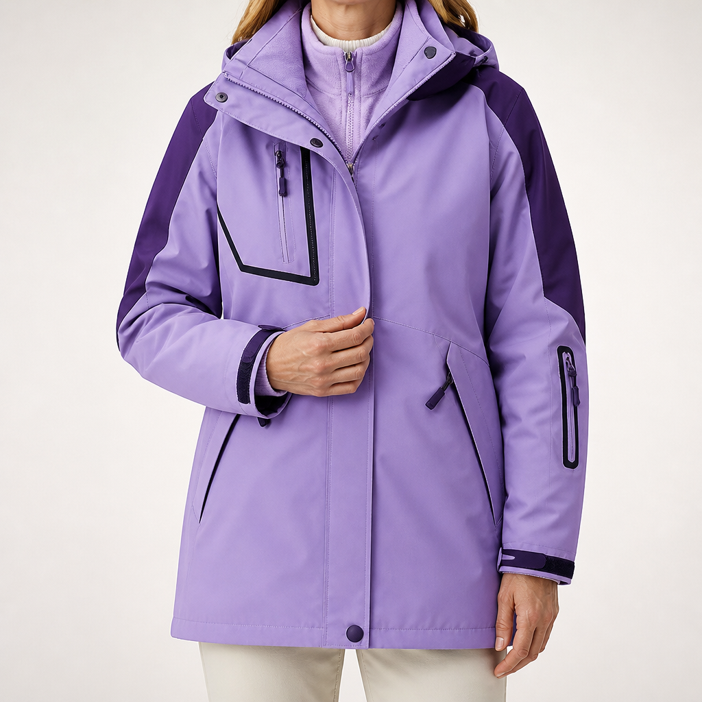 Foster | Womens Waterproof Jacket Ski 3 In 1 Windproof Hooded Winter Coat, Purple
